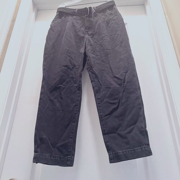 H & M-High Waisted Mom Jeans-Black Distressed Size 4 -Cotton Blend-Belted-Trend - Picture 3 of 15